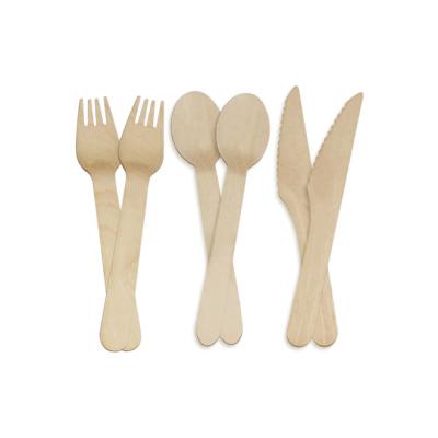 China 2020 Disposable Birch Wooden Cutlery Wooden Fork Spoon Knife for sale