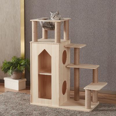 China Hand Washing Hot Selling Cat Scratching Tree For Cat Play Multilevel Cat Treehouse for sale