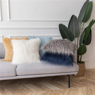 China Good Handfeeling Soft Plush Faux Fur Pillow For Bed Sofa for sale