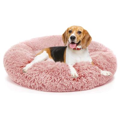 China Pet Product Breathable Cheap Animal Round Warm Round Warm Comfortable Removable Cushion Dog Beds Anti Worry for sale