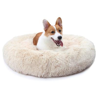 China Multi Size Comfortable Breathable Round Cat Sleeping Pet Bed With PVC Dot Bottom for sale