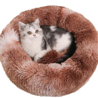 China Breathable Cheap Printed Comfortable And Warm Soft Plush Round Pet Bed for sale