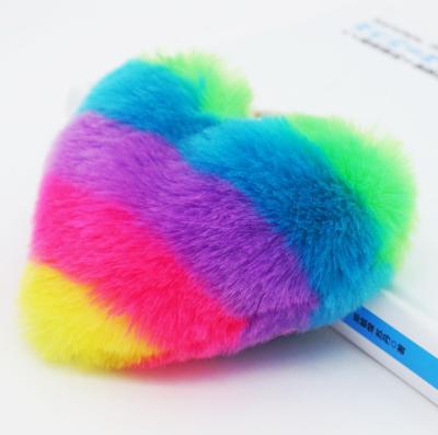 China Fashion Eco-friendly Heart Shaped Ball Blast Love Fur Key Chain As Fur Pendant Charm For Bag for sale