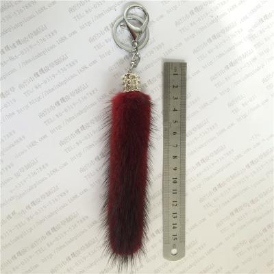 China Custom Mink Fur Colorful Designer Hotsale Mink Fur Tail With Key Chain Self Defense Long Ball Fur Key Chain Extended Functions For Women Gift for sale