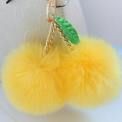 China Eco - Friendly Luxury Real Rabbit Fur Ball Multi Colors Key Chain For Women Bag for sale