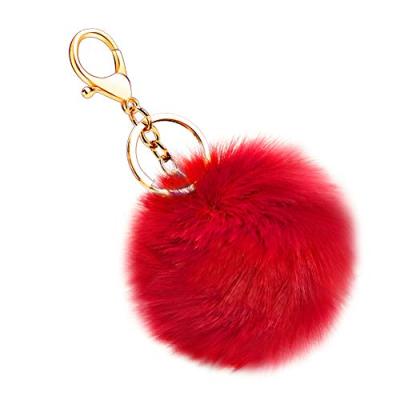 China OM Eco-Friendly Natural Fluffy Real Fur Splendor Rabbit Key Chain Ball As Handbag Charm for sale