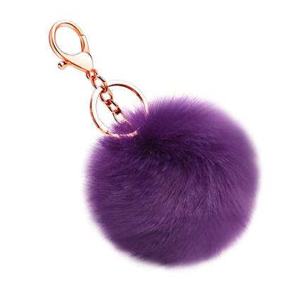 China Wholesale Eco-friendly Fluffy Real Fur Rabbit Key Chain Ball As Bag Decoration for sale