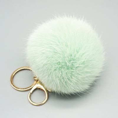 China Eco-Friendly Rabbit Fluffy Genuine Fur Key Chain Pom Pom Ball As Phone Decoration for sale