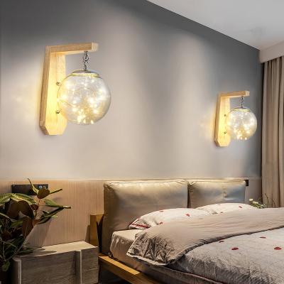 China Scandinavian/Contemporary/Modern Indoor Bedroom Hotel Hallway Classic Wood Art Wood Wall Lamp,Glass Wall Lamp,Led Wall Lamp for sale