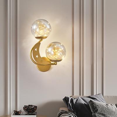 China Scandinavian/contemporary/modern moon shaped double led bedside bedroom, living room, staircase E27 fashion decorative wall lamp for sale