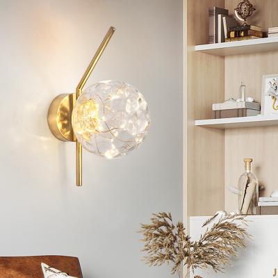 China Copper Star Glass Ball Scandinavian/Contemporary/Modern Antique Style Decorative Indoor Wall Lamp Living Room Wall Lamp Or Sky Black for sale