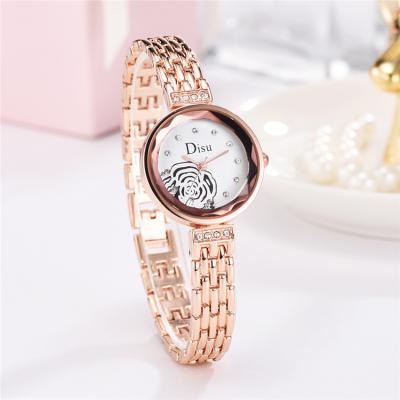 China Popular Luxury Hot Sale Alloy Dress Watch For Girls Fashion Rose Gold Bracelet Watch Wholesale Ladies Watches for sale