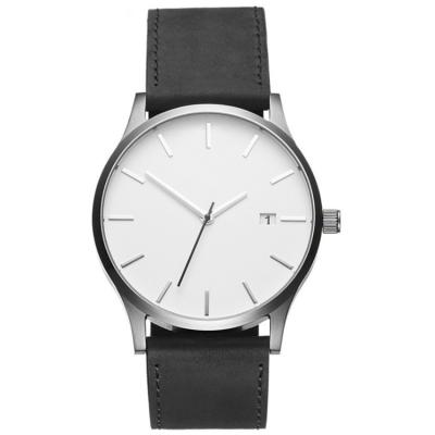 China Big Dial Day/Date 2020 Men Watches Simple Calendar PU Belt Leisure Quartz Simple Logo Reloj Mujer Watch for sale