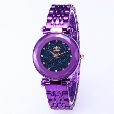 China Popular Plastic Gift Crystal Star Sky Women Watches Fashion Lady Watch Purple Lady Strap Luxury Watch for sale