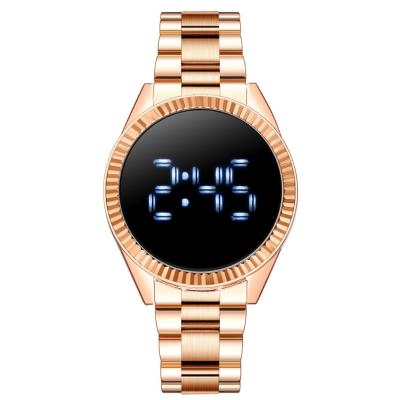 China Fashion Korean Elegant Fashion Led Women Watch Simple Touch Steel Belt Electronic Watch For Lady for sale