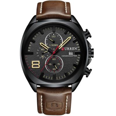 China New 8324 Chronograph Curren Men's Watch Waterproof 6-Pin Belt Watch Calendar Watch For Man for sale