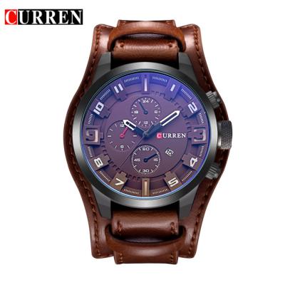 China Curren 8225 Men's Day/Date Mechanical Quartz Watch Business Quartz Watch Leather Strap Hand Watch Wholesale for sale