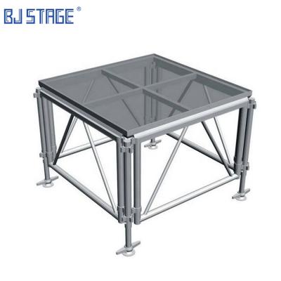 China Easy Install Outdoor Mobile Aluminum Alloy Wedding Pool Event Clear Glass Stage Platform for sale