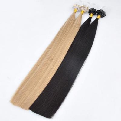 China Natural Appearance High Quality Pre bonded European Nano Tip Full Cuticle Remy Human Hair Salon Nano Tip Hair Extensions for sale