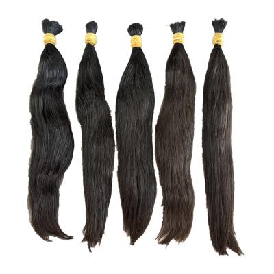 China Natural Straight 300Grams Natural Human Braiding Hair Bulk No Weft Unprocessed Dark Brown Color Raw Human Hair Bulk For Braiding for sale