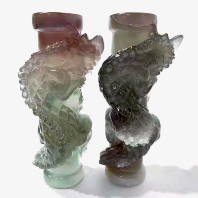 China China Wholesale Crystal Animal Natural Rainbow Fluorite Crystal Carvings Dragon Hand-carved Column for sale