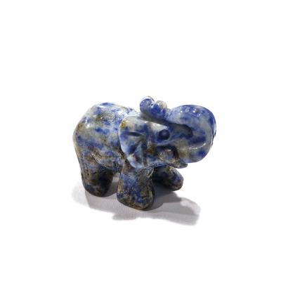 China China Selling Rough Sodalite Stone Hand-carved Mini Elephant Toy Animal Statue for sale