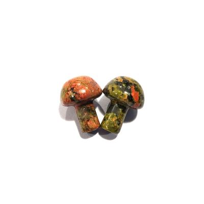 China China Natural Ruby Zoisite Stone Hand-carved Mini Mushroom Jewelry Statue For Sale for sale