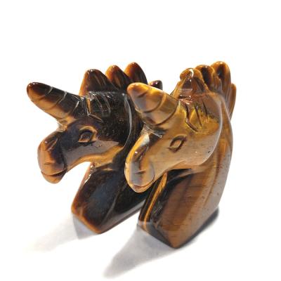 China China Natural Stone Tiger Eye Hand Carved Beautiful Tiger Eye Stone Unicorn Sculpture For Sale for sale