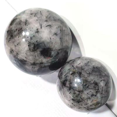 China China Natural Black Rutilated Quartz Polishing Black Rutilated Quartz Spheres For Gifts Or Collection for sale