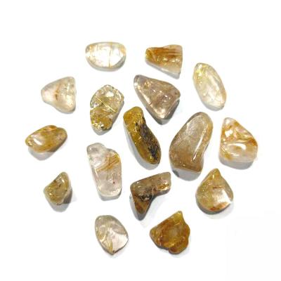 China China high quality gold rutilated quartz processing gold rutile chips for chip crystal making jewerly for sale