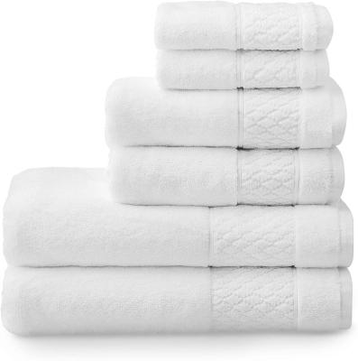 China Child Safe 100% Pure Organic Cotton 6 Piece Towel Set White Eco Friendly Decorative Plush Hotel Spa Bathroom Towel Set for sale