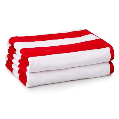 China Pool Towel Beach Quality Hotel Stripe Child Safe 500gsm Cotton Red And White Towel For Hotel And Spa for sale