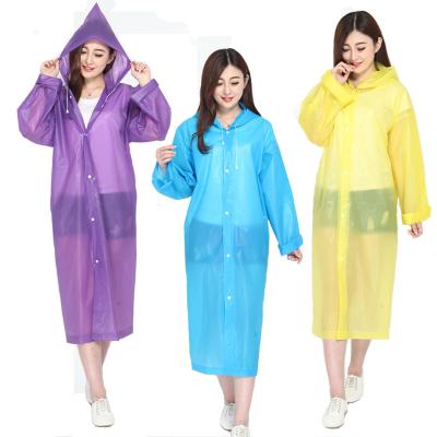 China Waterproof Windproof Wholesale Fashion Men and Women EVA Non-disposable Transparent Adult Raincoat Hooded Rain Poncho Outdoor Riding Raincoat for sale