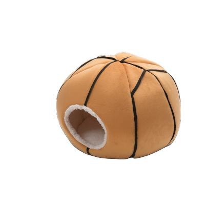 China 2021 Hand Wash World Cup Factory Directly Customized House Pet Shape Indoor Cat House Dog Bed Pet Moder Basketball Shape Pet House for sale