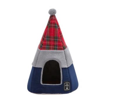 China Large Breathable Plaid Fabric And Dutch Velvet 3D Cone Pet Nest Pet House for sale