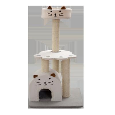 China 2021 Sustainable New Design Lining Posts And Plush Accommodations Activity Kitten Center Tower Equipped Cat Tree With Basket for sale