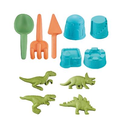 China 11pcs Summer Outdoor Wheat Straw Eco Beach Toys Seaside Playing Sandcastle Molds Toy For Kids 20*16*16 for sale