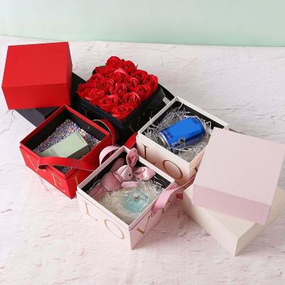 China Recyclable Hign End Flower Box Packaging And Cardboard Shipping Paper Box With Handle Custom Packaging Gift Box for sale