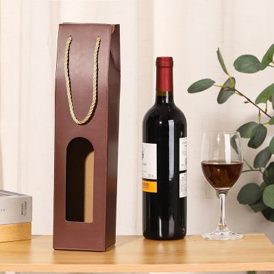 China Factory Price Recyclable Wine Box Kraft Paper Packaging Box With Handle Custom Rigid Paper Gift Box for sale