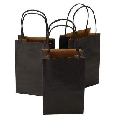 China China Manufacturer Mini Kraft Paper Recyclable Custom Logo Print Small Black Paper Bags With Handles for sale