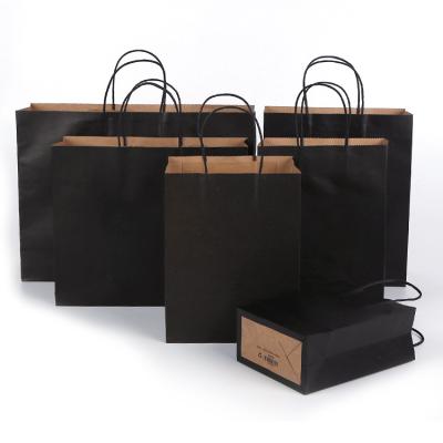 China Customized Recyclable Recycled Flat Bottom Restaurant Kraft Paper Black Laminated Brown Craft Paper Bag for sale