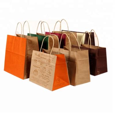 China Eco Friendly Recyclable Custom Printing Recycle Plain Take Away Fast Food Shopping Kraft Large Paper Bag With Paper Handles for sale