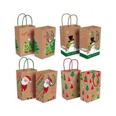 China Recyclable High Quality Popular Style Christmas Gift Durable Kraft Paper Bag With Handle for sale