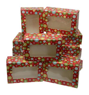 China Recyclable Manufacturers Colorful Cardboard With Holiday Designs Christmas Gift Boxes With Clear Window for sale