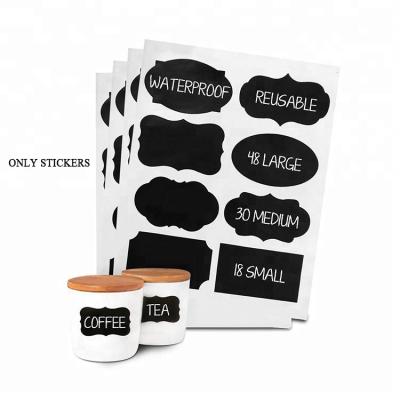 China Waterproof Custom Removable Programmable PVC Food Jar Chalkboard Labels Self Adhesive Die Cut Chalkboard Sticker for sale