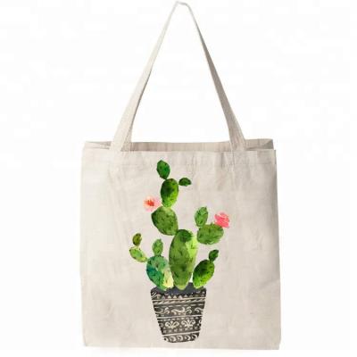 China Customized Recycled Printed Eco-Friendly Recycled Cactus Canvas Tote Shopping Bag for sale