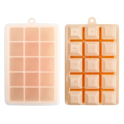 China Square Ice Cube Stocked Food Grade Tray Silicone; Ice cube trays 2 in 1 with removable no-spill lid for sale