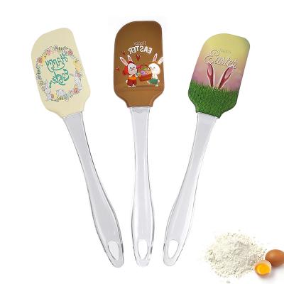 China Sustainable Easter Non Stick Heat Resistant Silicone Coating Cake Scraper Silicone Baking Spatulas for sale