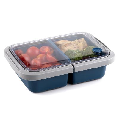 China Lonchera 2 Compartments Microwavable Plastic Bento Box Lunchbox Food Storage Container Folding Bento Box With Lid for sale