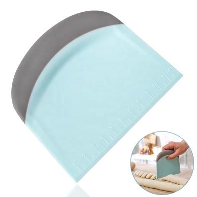 China Viable IN STAND Flexible Pastry Cake Dough Scraper Plastic Cutter Bench Scraper With Gauge for sale